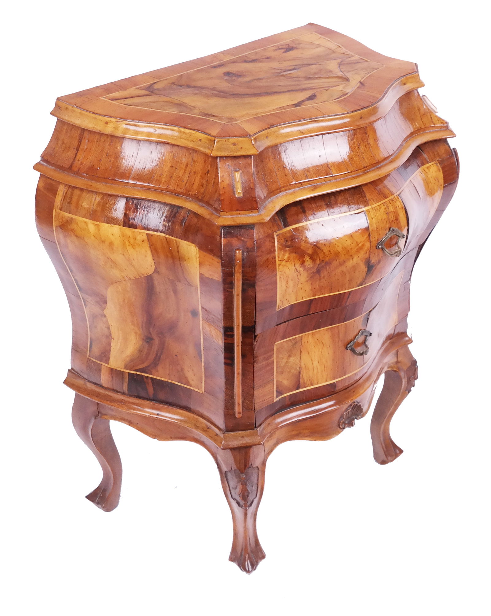 Continental Walnut Bombe Chest / Commode (1 of 11)