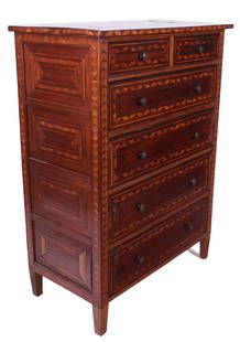 Continental Neoclassical Parquetry Tall Chest