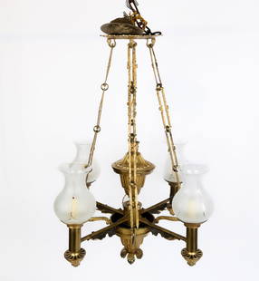 French Bronze Dore 4-Light Chandelier