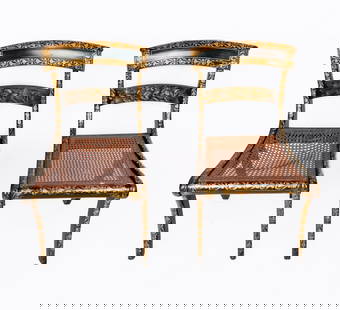 Pair of Federal Caned and Stenciled Chairs