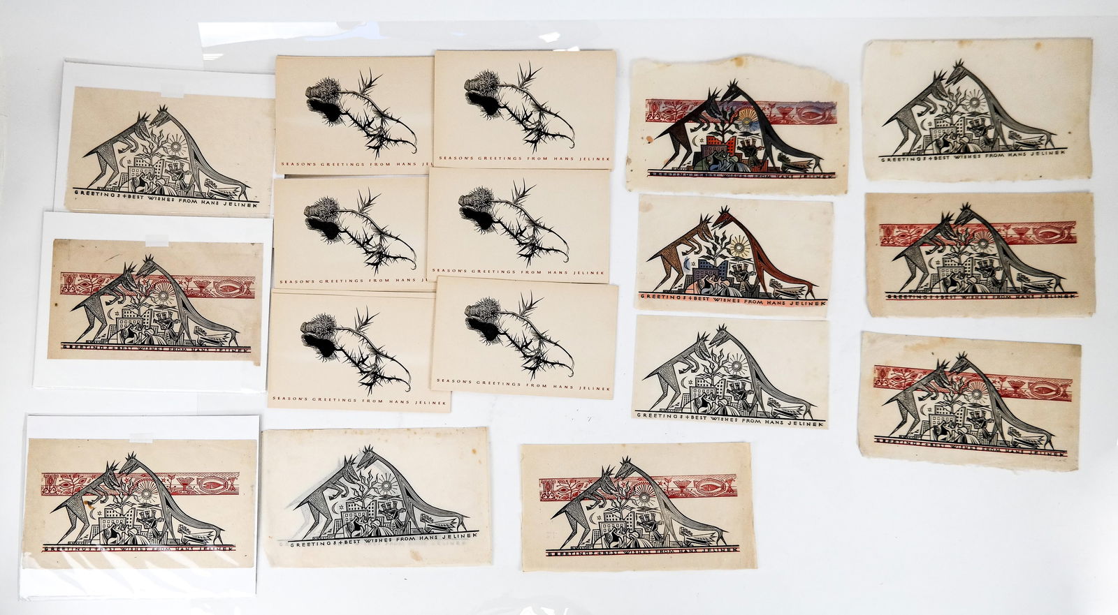 Hans JELINEK: Group of 20+ Woodcut Greeting Cards (1 of 10)