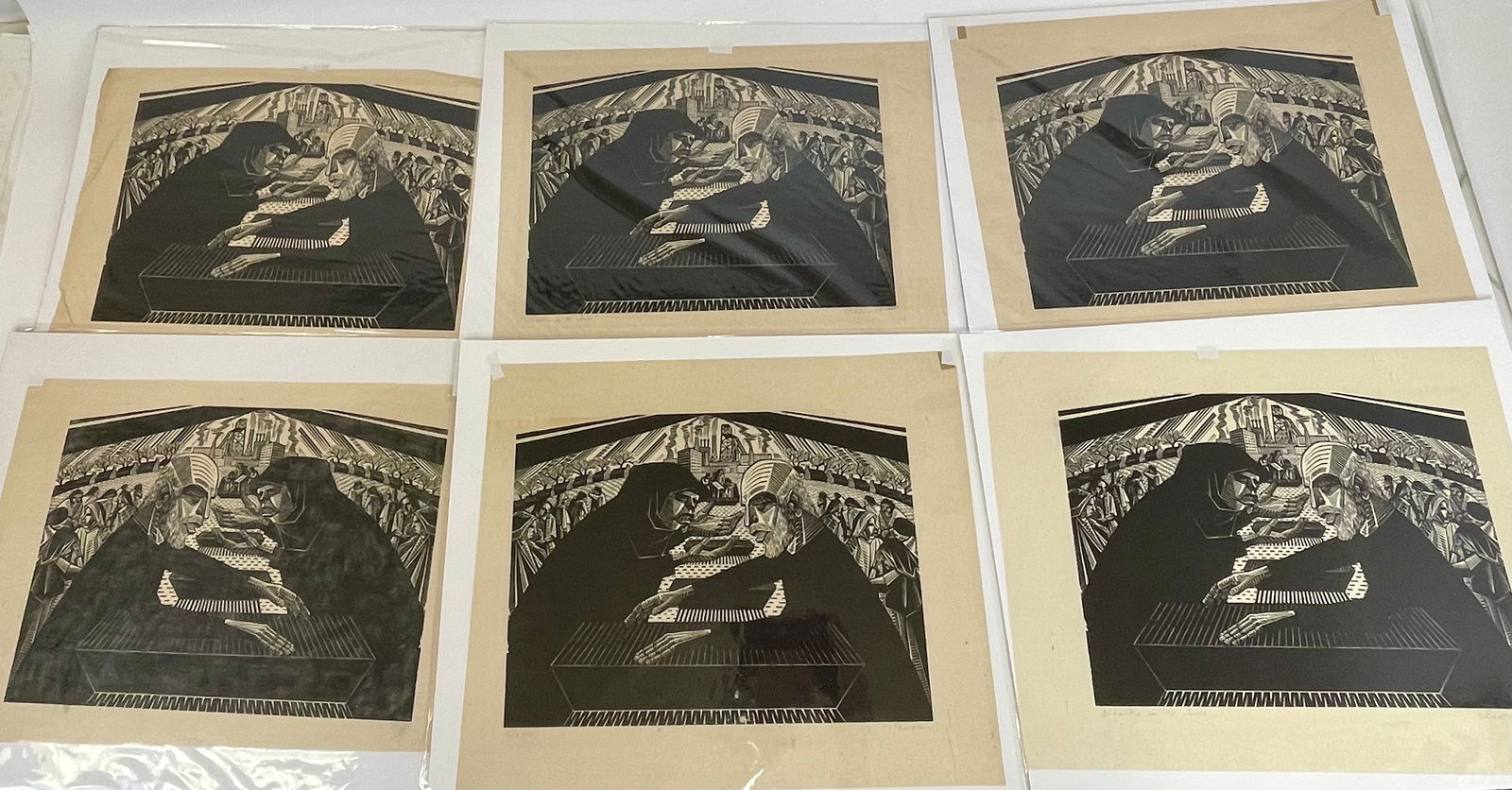 Hans JELINEK: "Disaster..." - 6 Woodcuts, 20th C. (1 of 9)