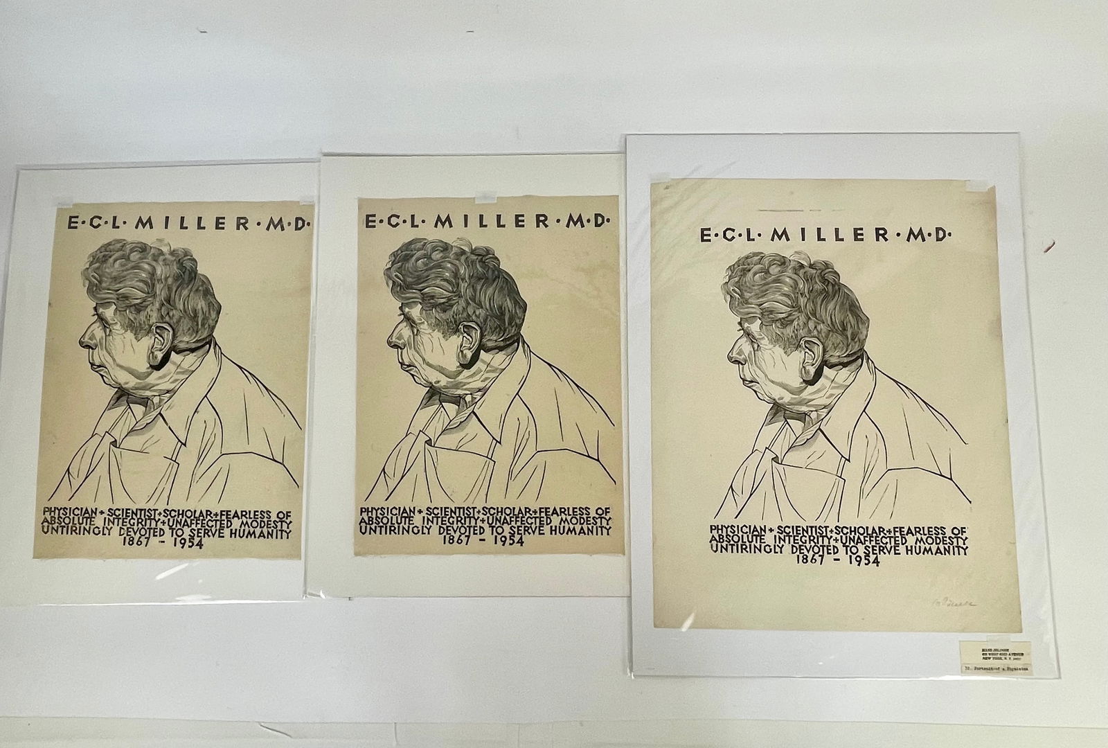 Hans JELINEK: "Portrait of Physician" - 3 Woodcuts (1 of 5)