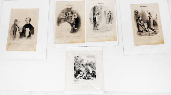 Group of 5 French Satirical Lithographs