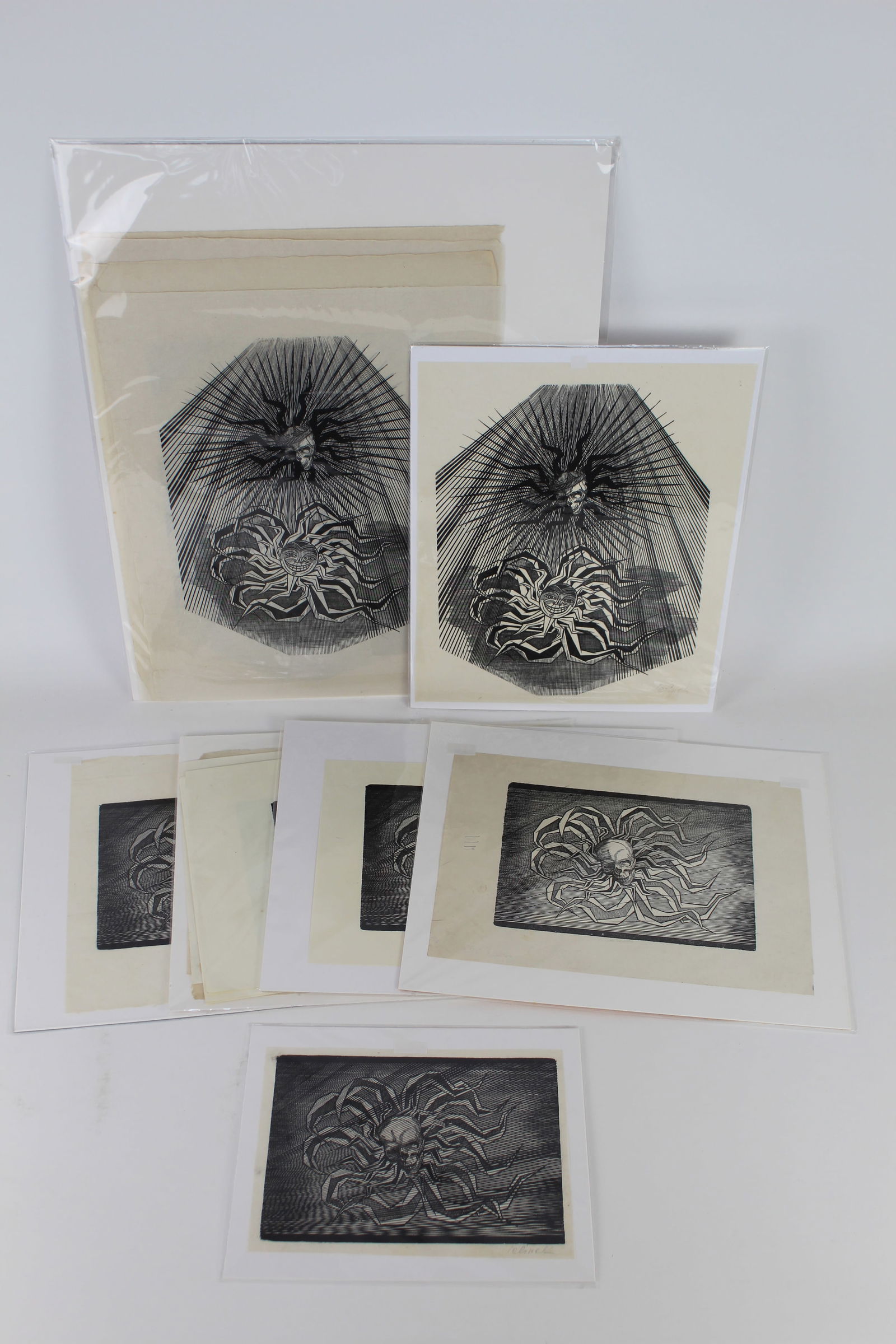 Hans JELINEK: Skulls - 17 Woodcut Engravings (1 of 7)