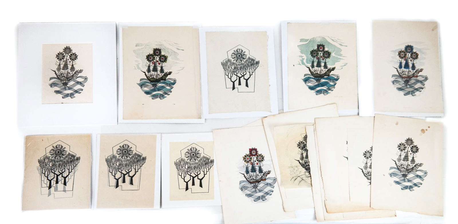 Hans JELINEK: 10 Abstract Woodcut Engravings (1 of 10)