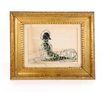 Framed Abstract Sphinx - Watercolor Painting