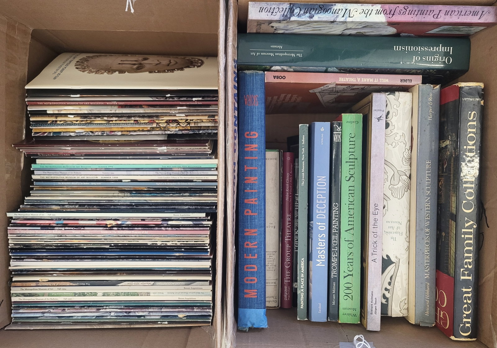 Collection of Art Survey & Museum Publications, 61: Collection of art survey and museum publications in 11 books comprising: Great Family Collections, A Trick of the Eye, Origins of Impressionism, Modern Painting, etc. together with a collection, 50+ o