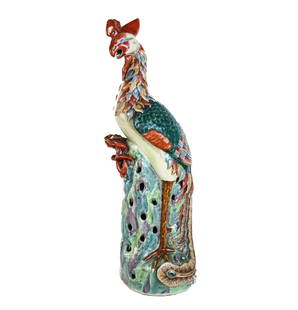 Chinese Famille Rose Sculpture of a Phoenix