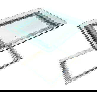 Post Modern Glass and Chrome Cantilever Table
