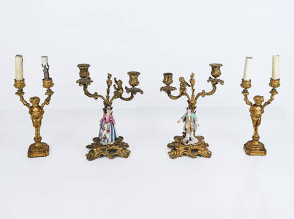Two Pairs Of Figural Candlesticks