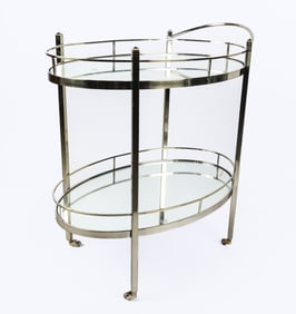 Bernardt Brass and Mirror Two Tier Bar Cart