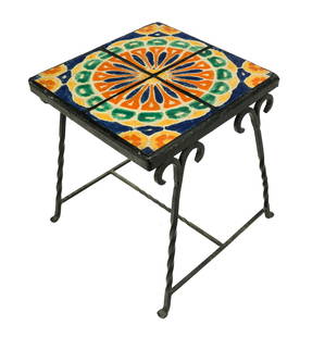 Wrought Iron and Ceramic Top Patio Table