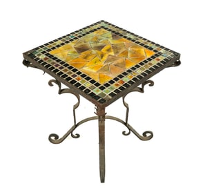 Wrought Iron and Iridescent Mosaic Patio Table