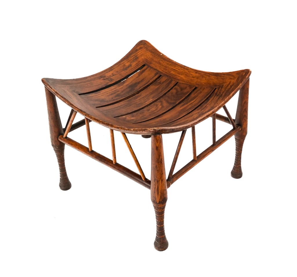Egyptian Revival Oak Thebes Stool (1 of 7)