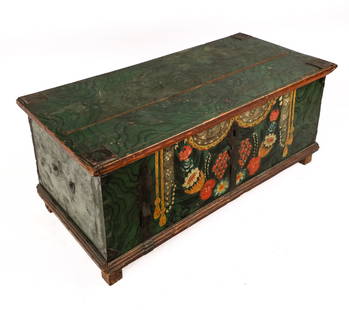 Antique Folk Art Painted Blanket Chest