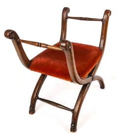 Empire Walnut Curule Stool