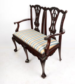 Chippendale Mahogany Two Seat Settee