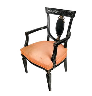 Hollywood Regency Black Open Armchair