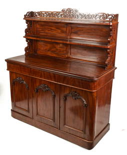 Victorian Carved Mahogany Server Credenza