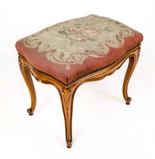 French Provincial Needlepoint Stool