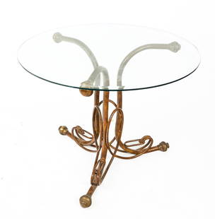 Arthur Court Metal and Glass Side Table