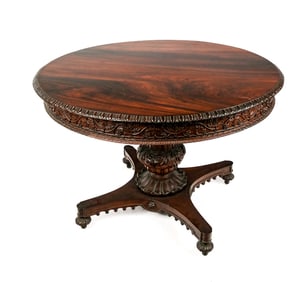 Neo-Gothic Carved Mahogany Center Table