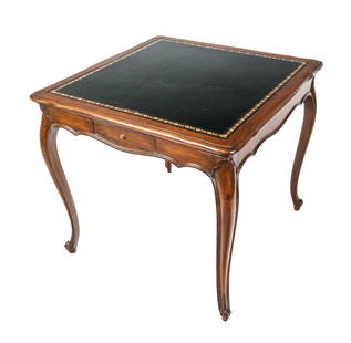 Louis XV Games Table with Faux Leather Top