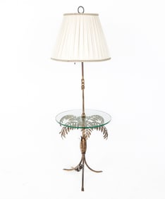 Hollywood Regency Gilt Palm Lamp Table