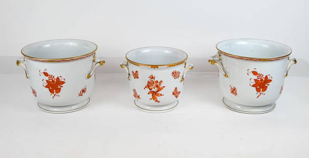 Herend Three Porcelain Cachepots