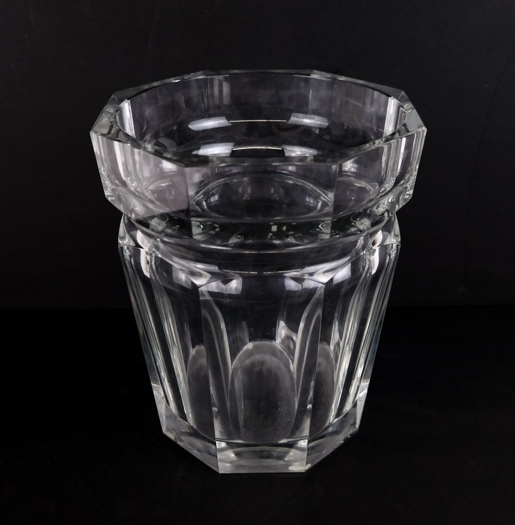 Baccarat Crystal "Harcourt" Ice Bucket: Baccarat crystal "Harcourt" ice bucket, marked on base [9" H x 7.5" W] Overall condition is good.