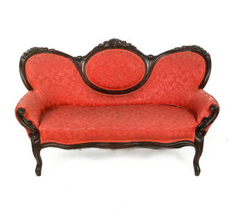 Victorian Carved and Upholstered Sofa
