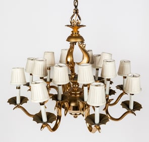 Gilt Brass 18-Light Chandelier