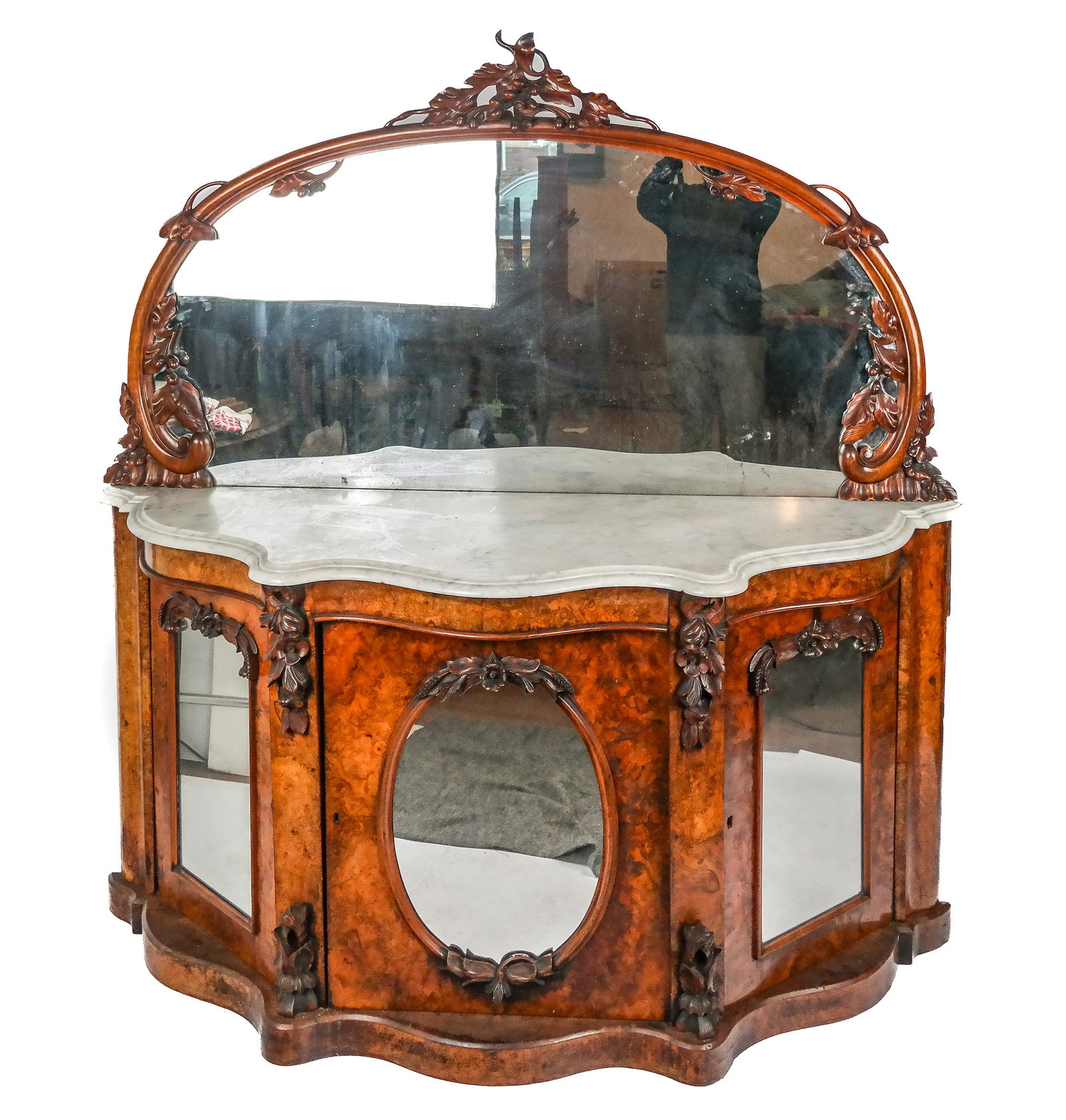 Victorian Burl Walnut Credenza (1 of 15)