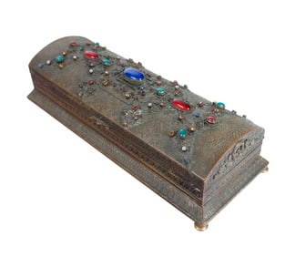 Antique Pressed and Tooled Casket Trinket Box