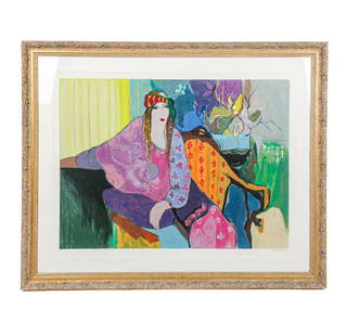 Itzchak TARKAY: Woman In Scarves - Lithograph
