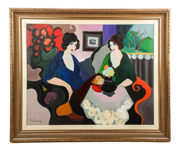 Itzchak TARKAY: Women At Table - Oil Painting