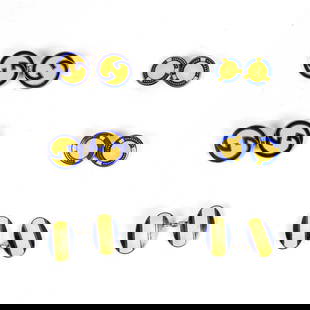 3 Pairs of Sterling Enamel Cufflinks, Incl. Gucci