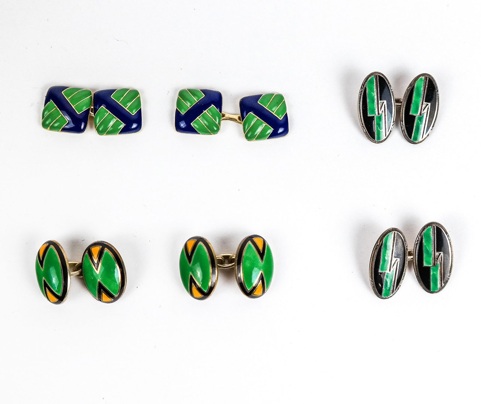 3 Pairs of Art Deco Enamel Cufflinks (1 of 7)