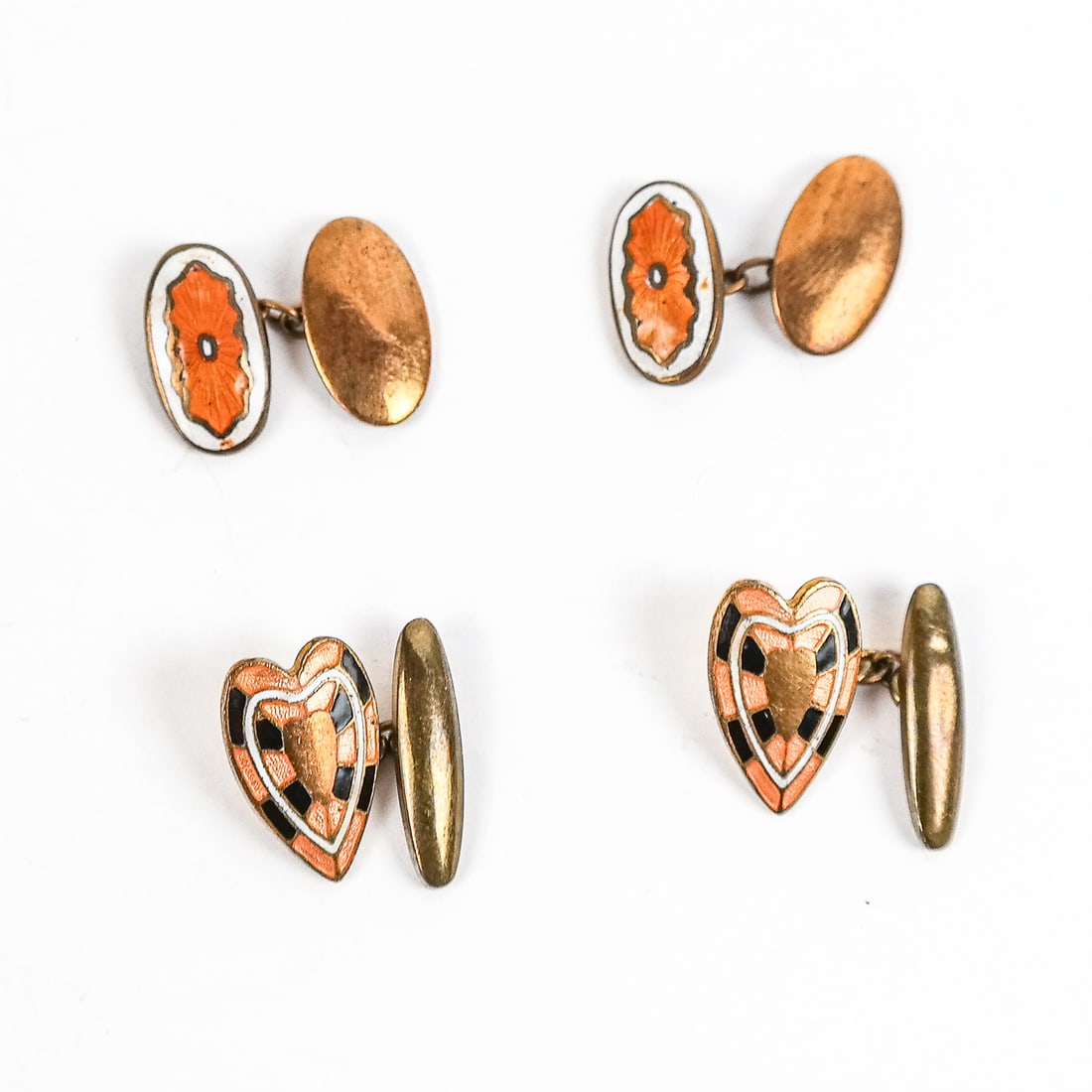 2 Pairs of Antique Guilloche Enamel Cufflinks (1 of 7)