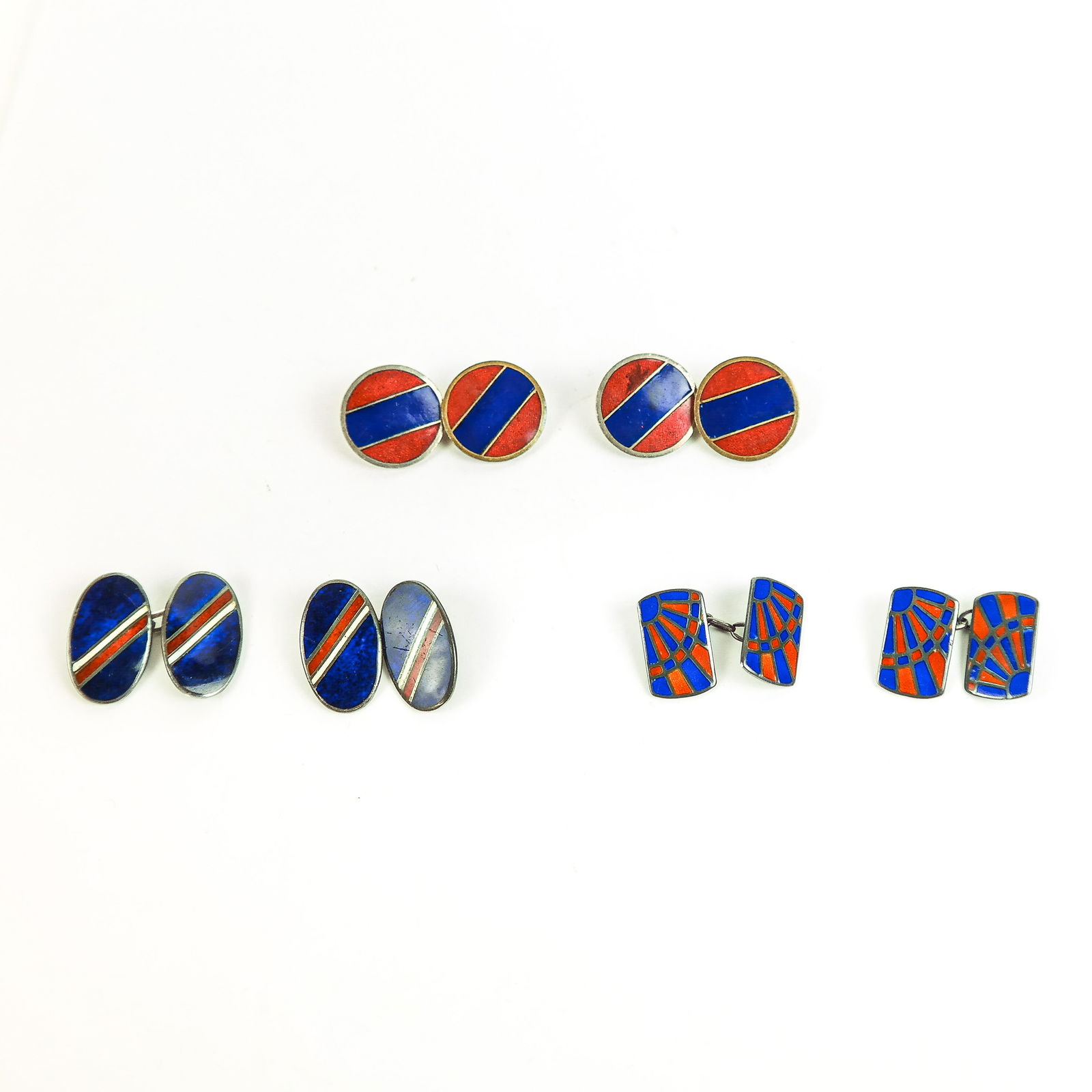 4 Pairs of Antique Enamel Cufflinks (1 of 5)