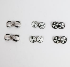 3 Pairs of Antique Silver Enamel Cufflinks