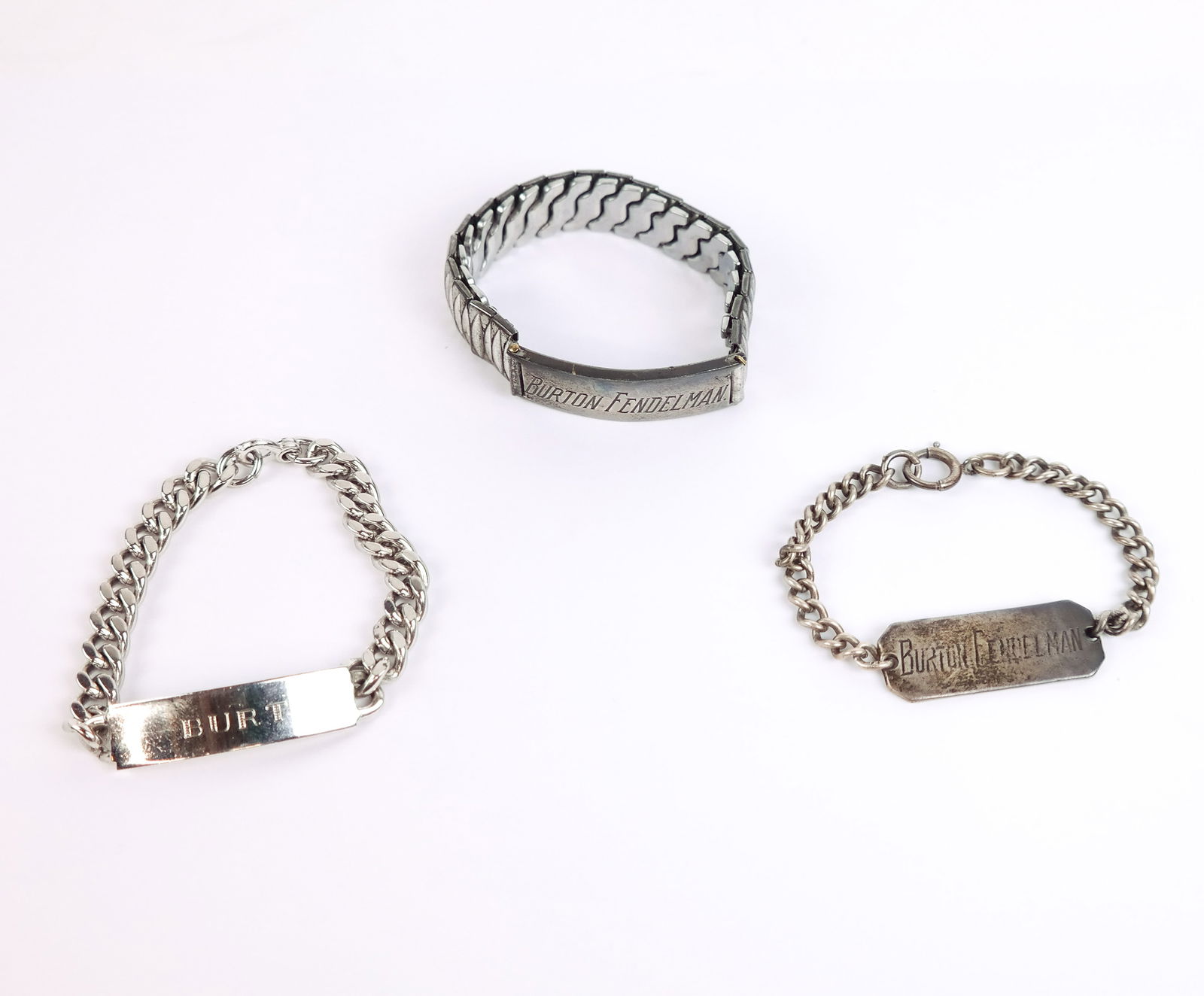 Three Antique Sterling Silver ID Bracelets (1 of 9)
