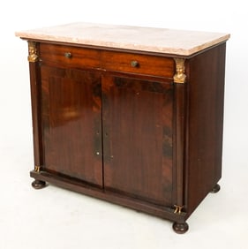 Empire Mahogany Marble Top Chest/Server/Dessert