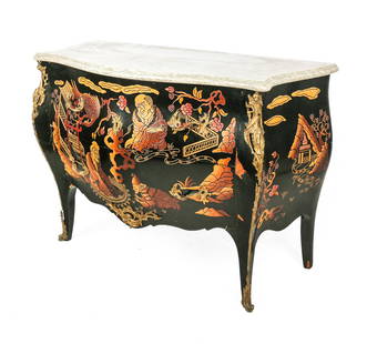 Louis XV Chinoiserie Decorated Bombe Commode