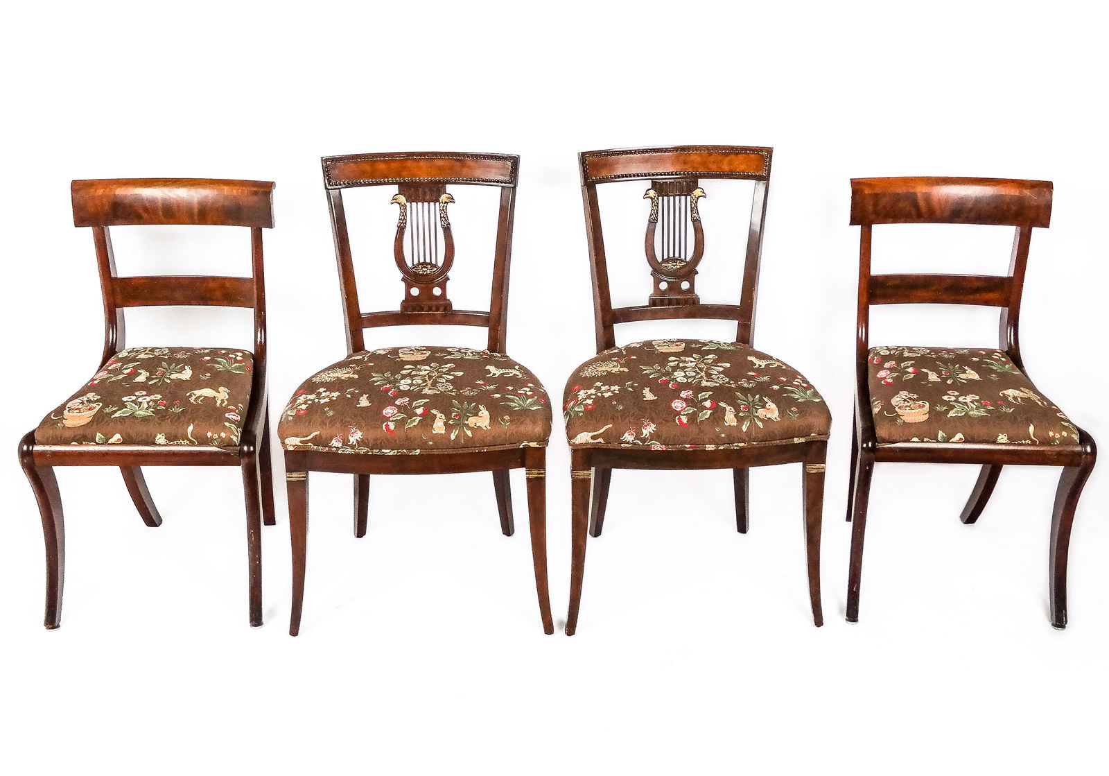 Four Mahogany and Upholstered Side Chairs (1 of 14)