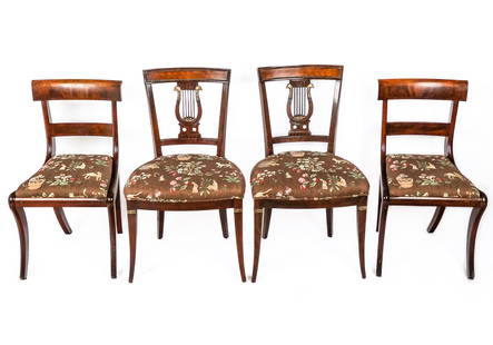 Four Mahogany and Upholstered Side Chairs