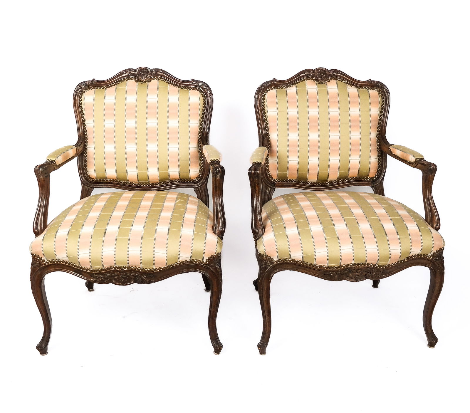 Pair of Louis XVI Carved and Upholstered Fauteuils (1 of 6)