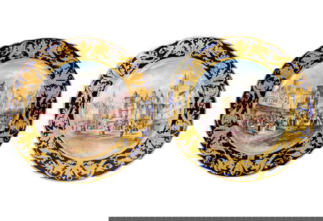 Pair of Antique Porcelain Cabinet Plates
