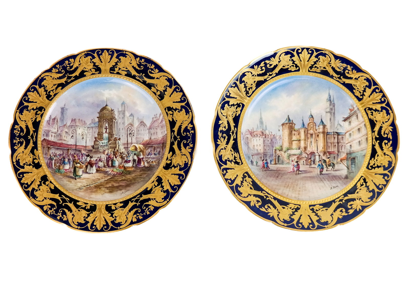 Pair of Antique Porcelain Cabinet Plates